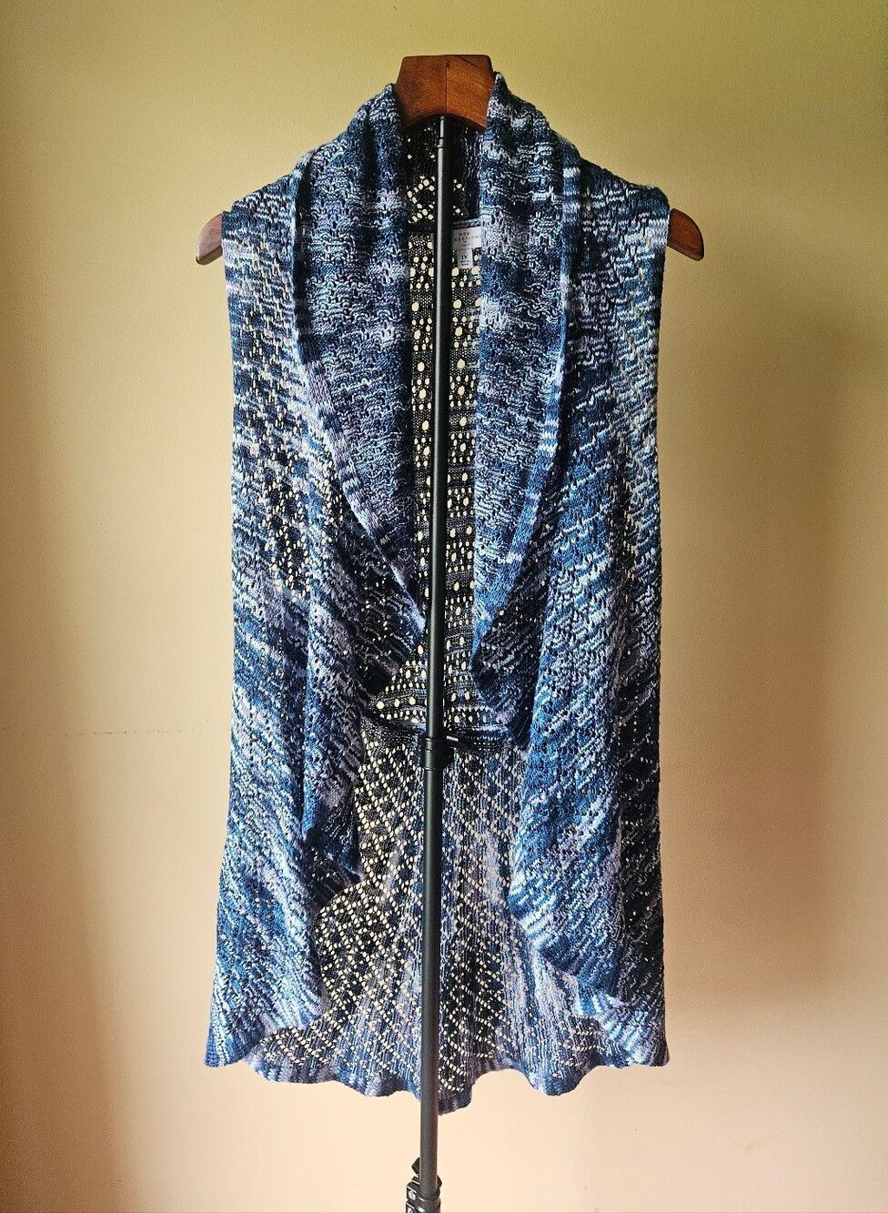 New Directions Curvy Multi-Blue Knit Open Weave Cardigan Size 1X
